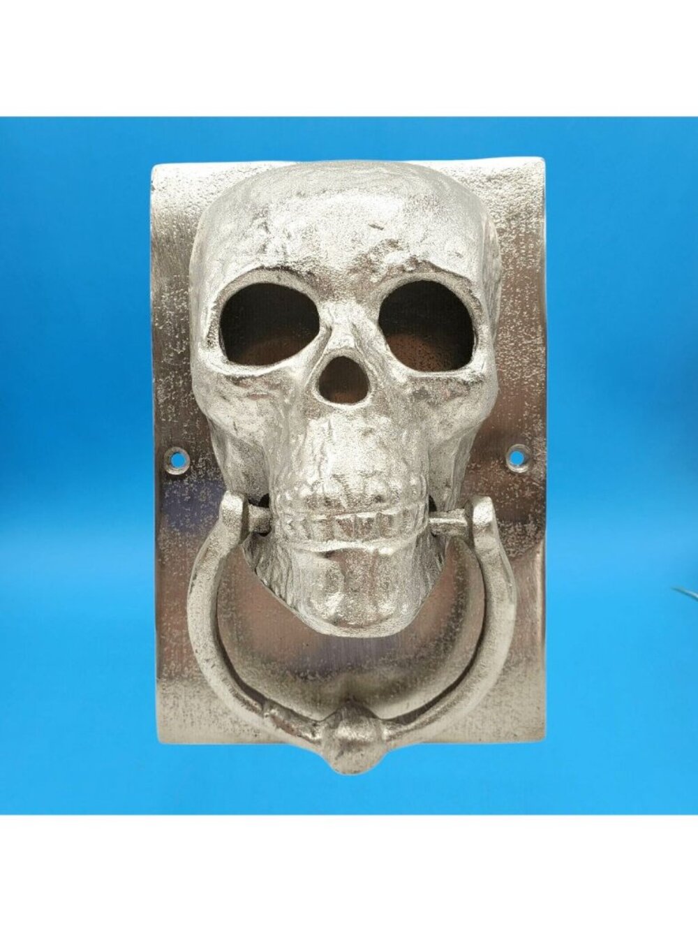 Haunted Manor Skull Door Knocker Silver Tone Halloween Gothic Decor Hook